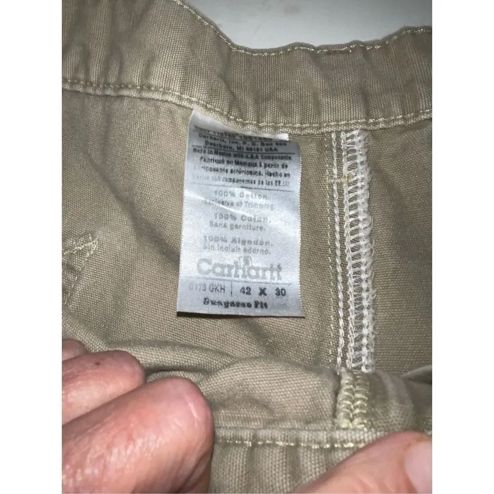 Carhartt Jeans Mens‎ 42X30 Dungaree Fit Cargo Vintage Tan 5 Pocket A27